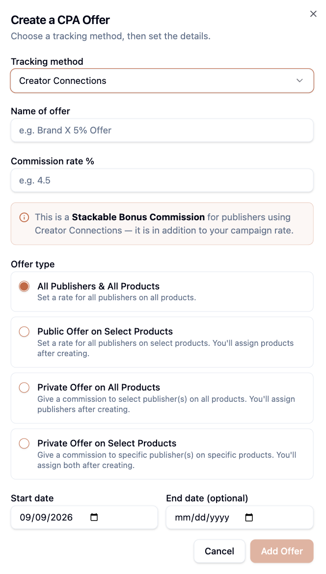 Create and manage bonus offers to incentivize publishers to push your product rather than millions of other choices